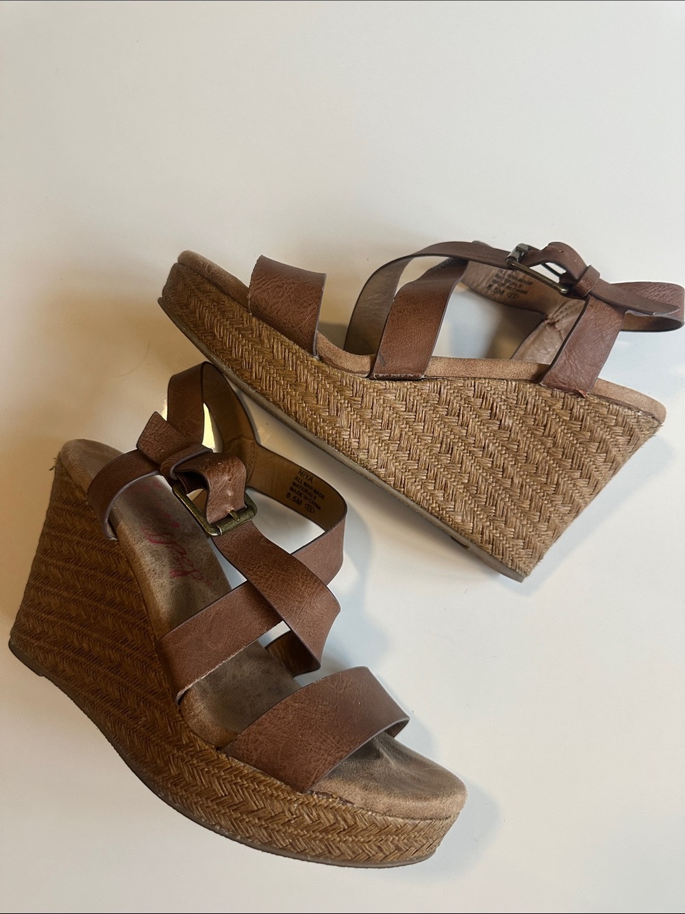 Jellypop Vegan Leather Braided Espadrille Wedges